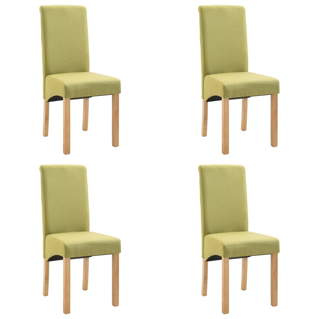 vidaXL Dining Chairs 4 Pcs, Side Chair with Wood Frame, Upholstered Fabric Accent Chair for Home Kitchen Living Room, Green Fabric