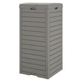 31 Gallon Outdoor Trash Can, Garbage Can with Tiered Lid and Drip Tray, Waterproof Resin Outside Trash Bin for Patio, Backyard, 