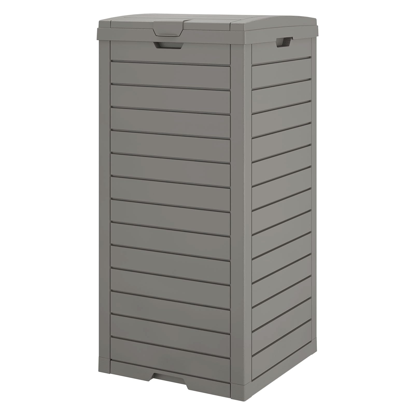 31 Gallon Outdoor Trash Can, Garbage Can with Tiered Lid and Drip Tray, Waterproof Resin Outside Trash Bin for Patio, Backyard, 