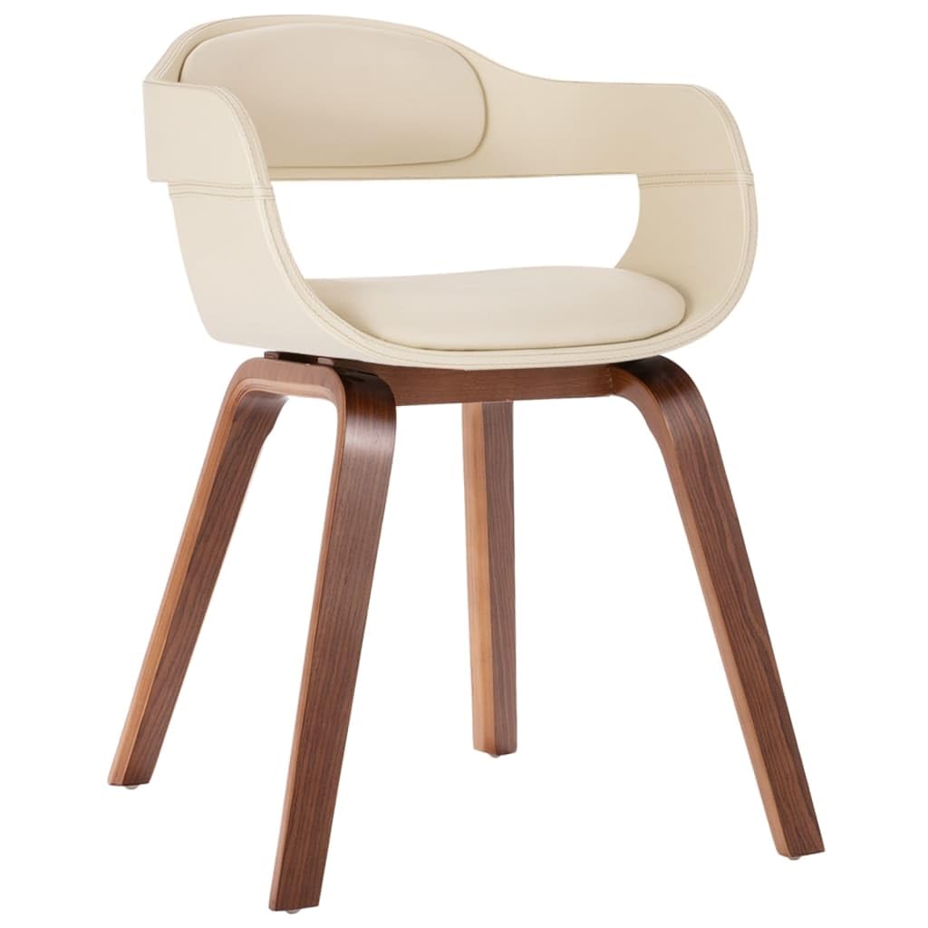 vidaXL Dining Chair in White Bentwood and Faux Leather - Stylish and Comfortable Side Chair for Dining Room and Kitchen