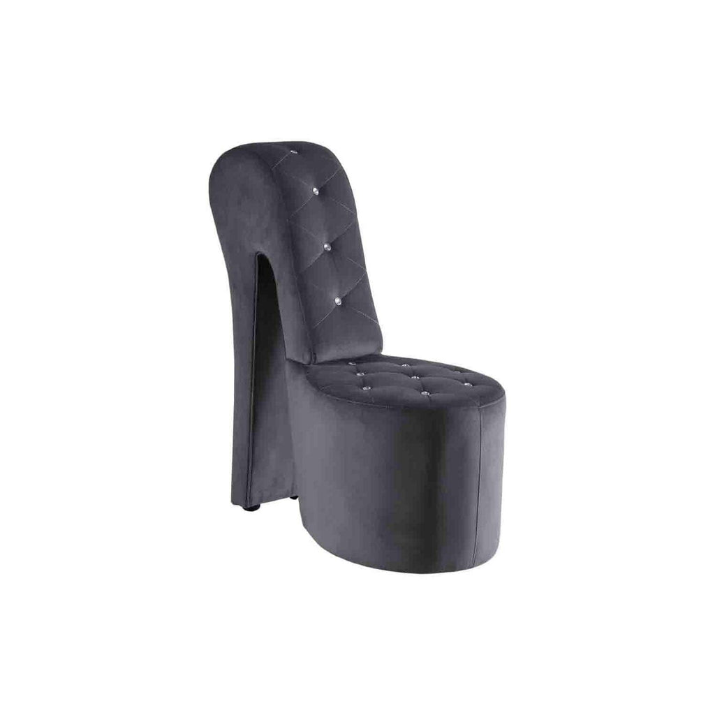 Best Master Furniture Tristram 19" Velvet High Heel Shoe Chair in Gray