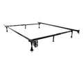 MALOUF Twin/Full Adjustable Metal Bed Frame with in-line Glides Black