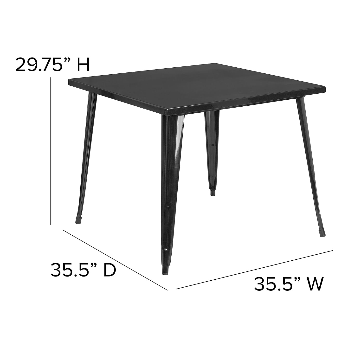 Flash Furniture Parker Commercial Grade 35.5" Square Black Metal Indoor-Outdoor Table