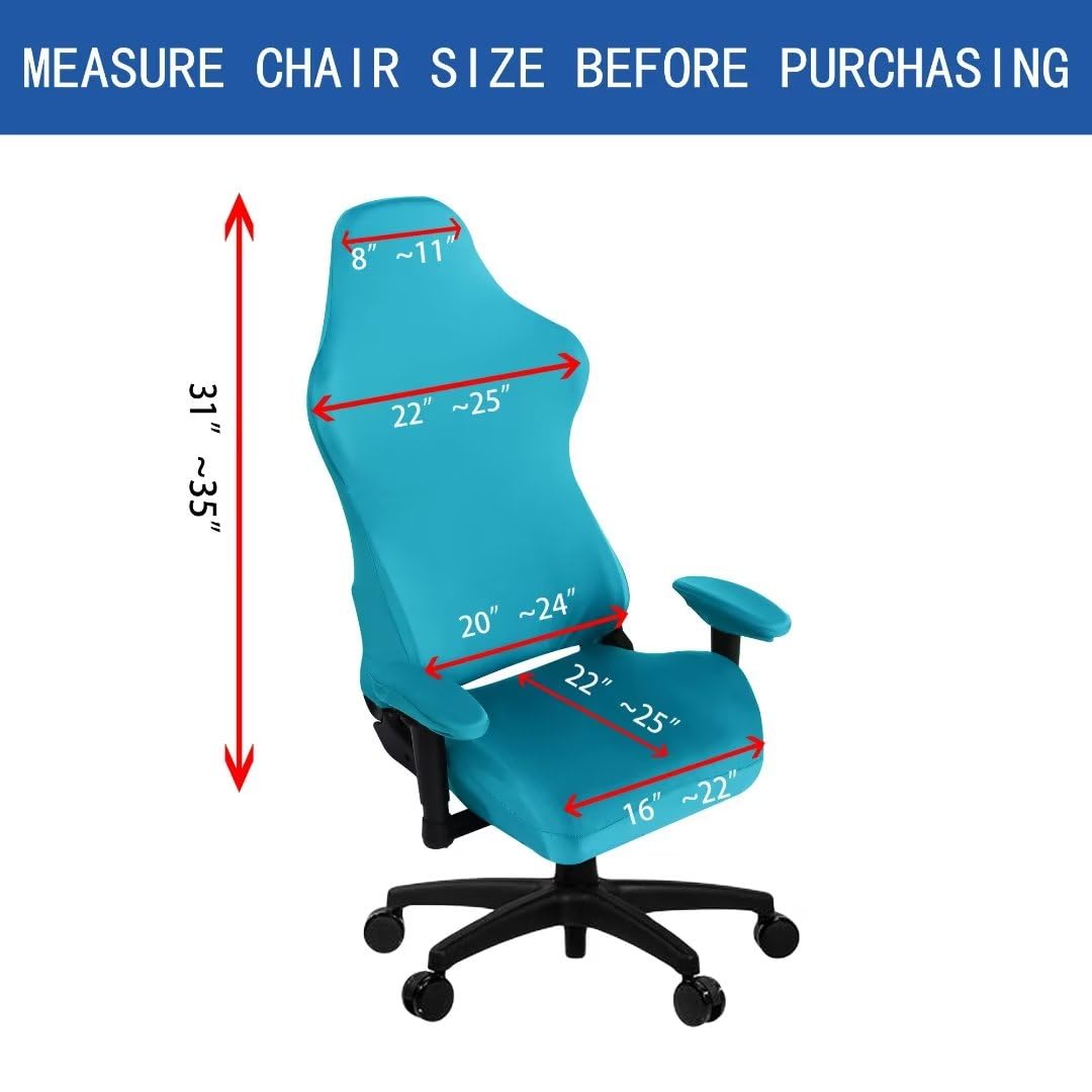 Saraflora Gaming Chair Cover, 2 Pack Teal - Stretchable, Removable, Protective Chair Cover For Armchair, Swivel Chair, Computer Boss Chair, Spandex Slipcovers