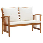 vidaXL Outdoor Patio Bench with Thick Cushions - Solid Acacia Wood Construction - Aesthetically Pleasing Design - 46.9" x 26.4" x 32.7" - Compliant with California Proposition 65 Warning