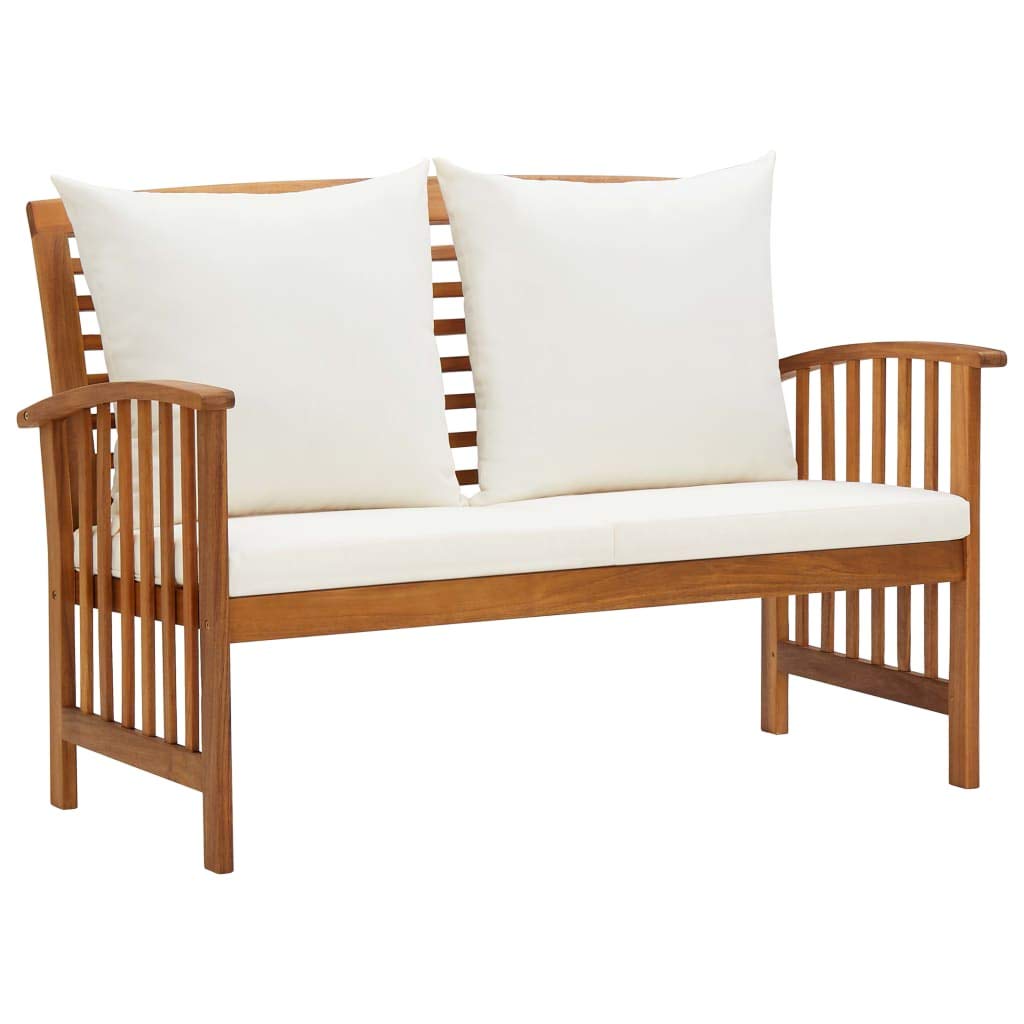 vidaXL Patio Furniture Set 3 Piece, Patio Bench Seat with Coffee Table, Wooden Dining Set for Garden Balcony Porch, Modern, Solid Wood Acacia