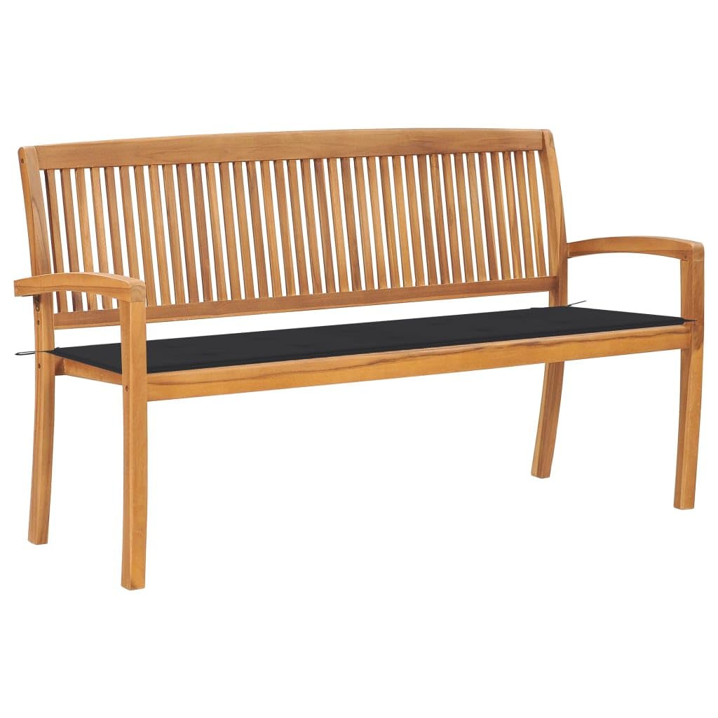 Solid Teak Patio Bench with Cushion - Thumbnail 2
