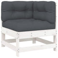 vidaXL Corner Sofa | Solid Pine Wood Frame | Comfortable Cushions | Modular & Reconfigurable Garden Lounge Set - White