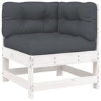 vidaXL Corner Sofa | Solid Pine Wood Frame | Comfortable Cushions | Modular & Reconfigurable Garden Lounge Set - White