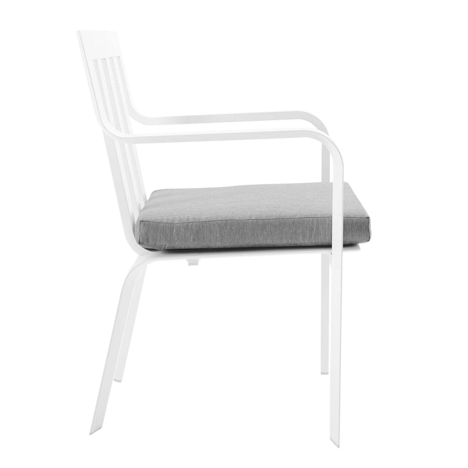 Modway Baxley Aluminum Set Of 2 Patio Armchair With White Gray Eei-3961-Whi-Gry