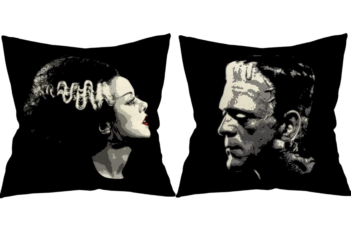 Tosoenphy Halloween Decorations Indoor Pillow Covers 18X18 Set Of 2 - Double Sides Painted Bride Of Frankenstein Halloween Decor