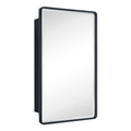 TEHOME Farmhouse Matt Black Recessed Bathroom Medicine Cabinet with Mirror Rounded Rectangle Metal Framed Medicine Cabinet with 