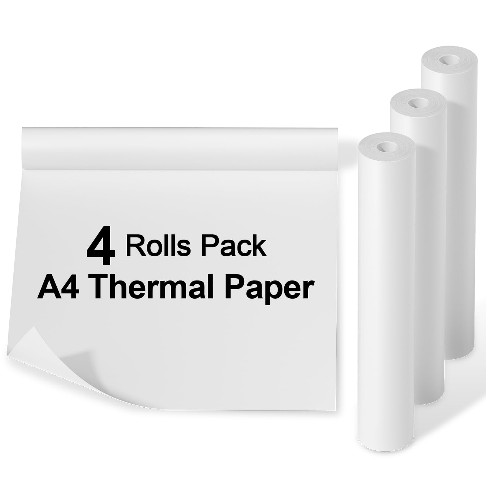Phomemo A4 Quick-Dry Continuous Thermal Paper, 8.27'X275 3/5' (210Mm*6.5M) Width, Black Text, 4 Rolls In Box. Compatible With