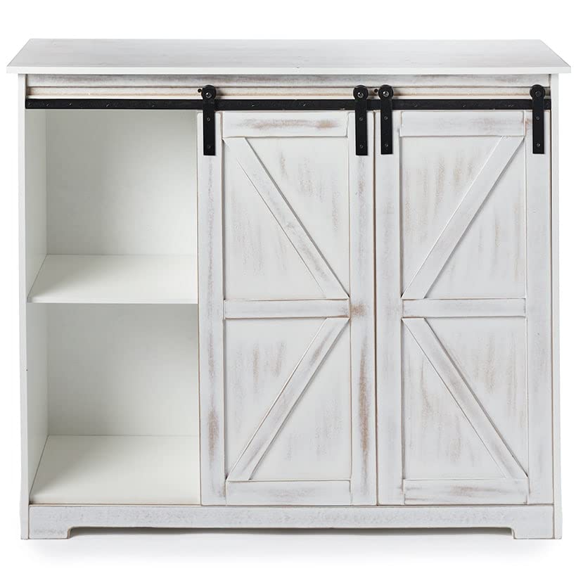 Barn DoorStyle Buffet Cabinets  Antique White