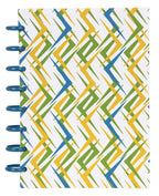 Talia Discbound Notebooks, Planner, Customizable, (Xziggity Zag W/Deep Lake Blue Discs, Junior (5.5In X 8.5In))