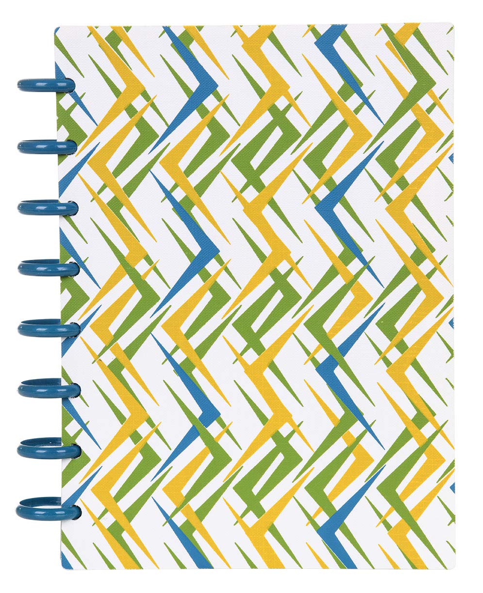 Talia Discbound Notebooks, Planner, Customizable, (Xziggity Zag W/Deep Lake Blue Discs, Junior (5.5In X 8.5In))