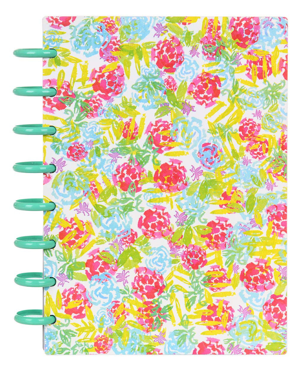 Talia Discbound Notebooks, Planner, Customizable, (Xwatercolor Bloom W/Celestial Turquoise Discs, Letter (8.5In X 11In))