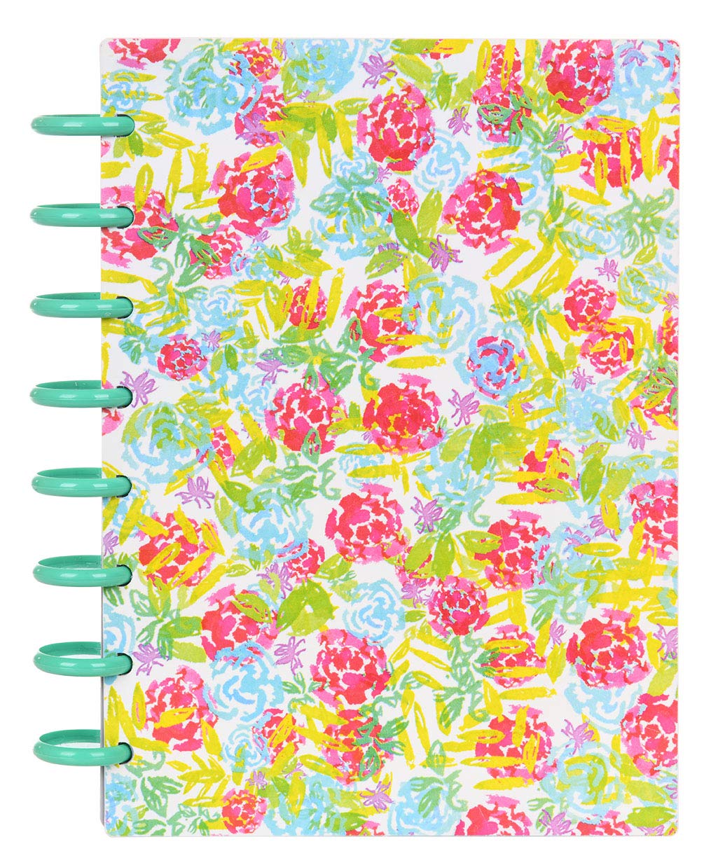 Talia Discbound Notebooks, Planner, Customizable, (Xwatercolor Bloom W/Celestial Turquoise Discs, Letter (8.5In X 11In))