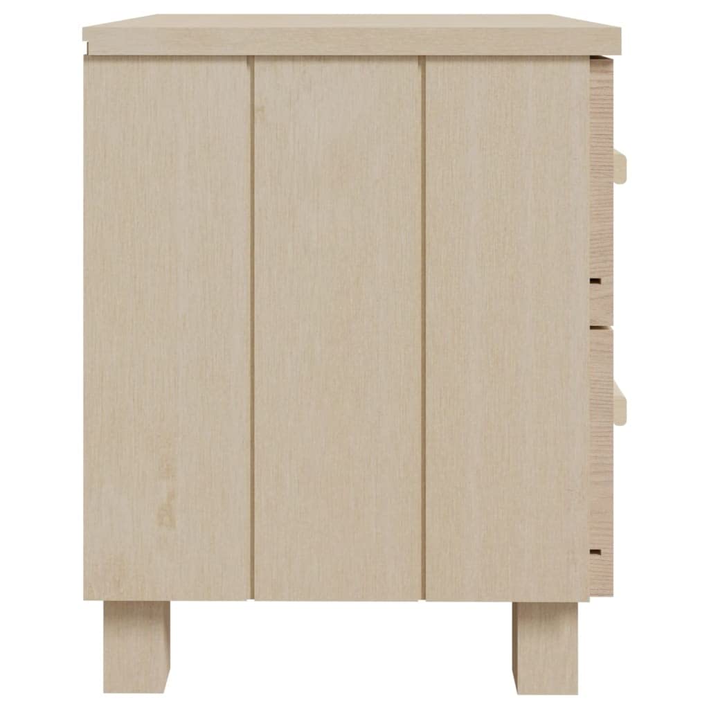 vidaXL Honey Brown Solid Pinewood Bedside Cabinet HAMAR with Smooth Sliding Drawers, Sturdy Tabletop for Display, Bedroom Furniture