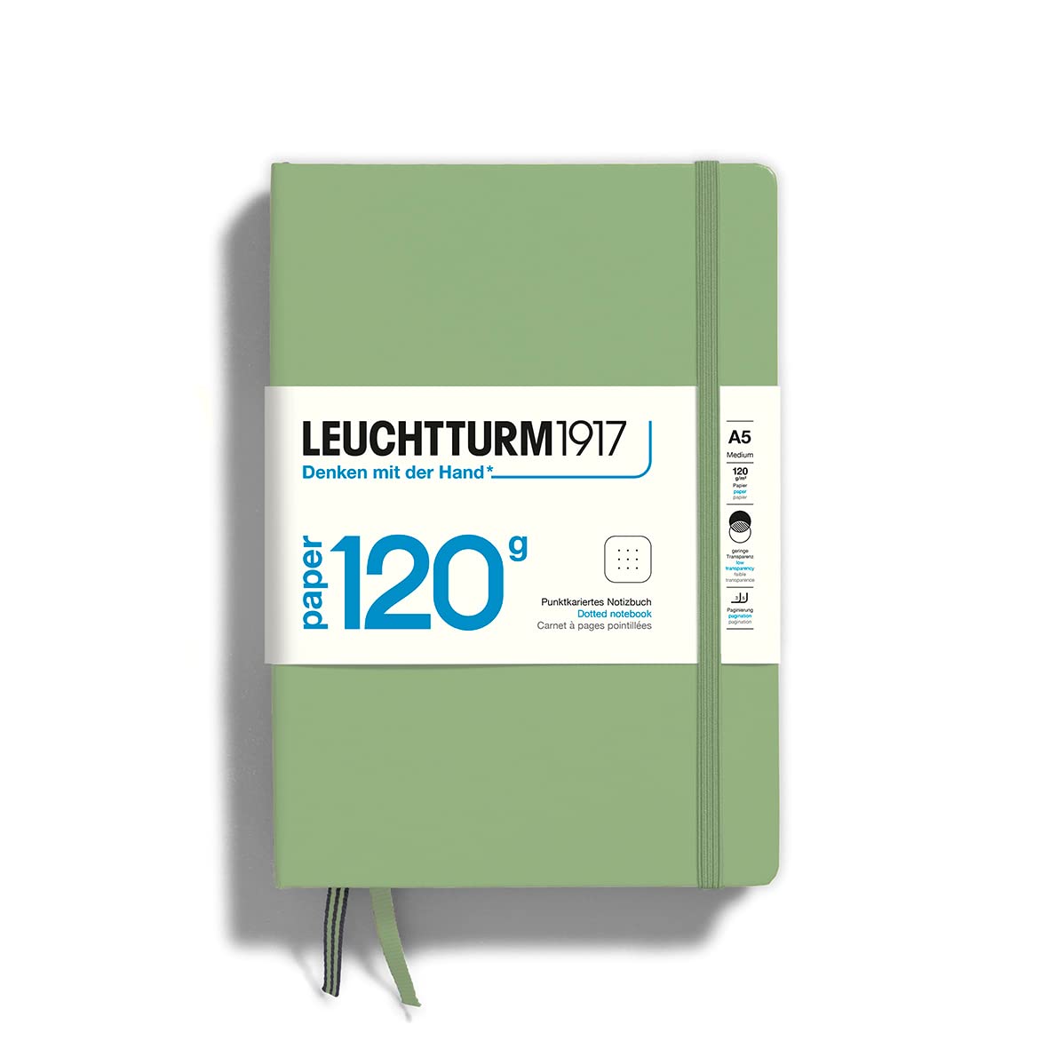 Leuchtturm1917 - 120G Special Edition - Medium A5 Dotted Hardcover Notebook (Sage) - 203 Numbered Pages With 120Gsm Paper