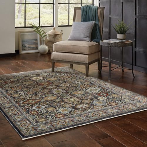 HomeRoots 507995 10 x 13 ft. Oriental Power Loom Stain Resistant Area Rug with Fringe Multi Color
