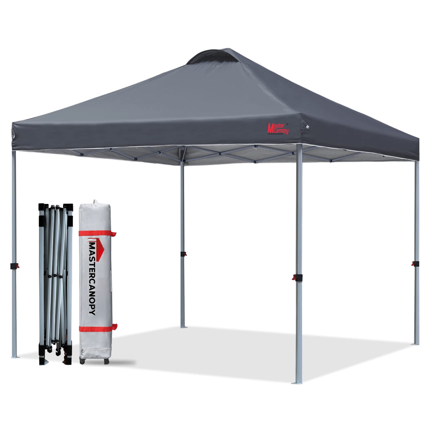 Mastercanopy Durable Ez Pop-Up Canopy Tent With Roller Bag (8X8, Dark Grey)