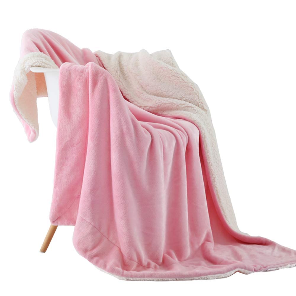 Nanpiper Fleece Blanket Reversible Sherpa Flannel Throw Blanket Super Soft Fuzzy Plush Microfiber For Bed/Couch (60'X80',Pink)