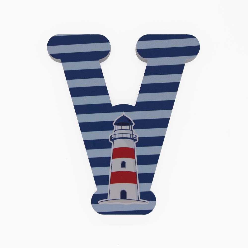 5.9'' High DIY English Letters Cartoon Marine Sailor Alphabet Decorative Wood Letters for Children Baby Name Girls Bedroom Weddi