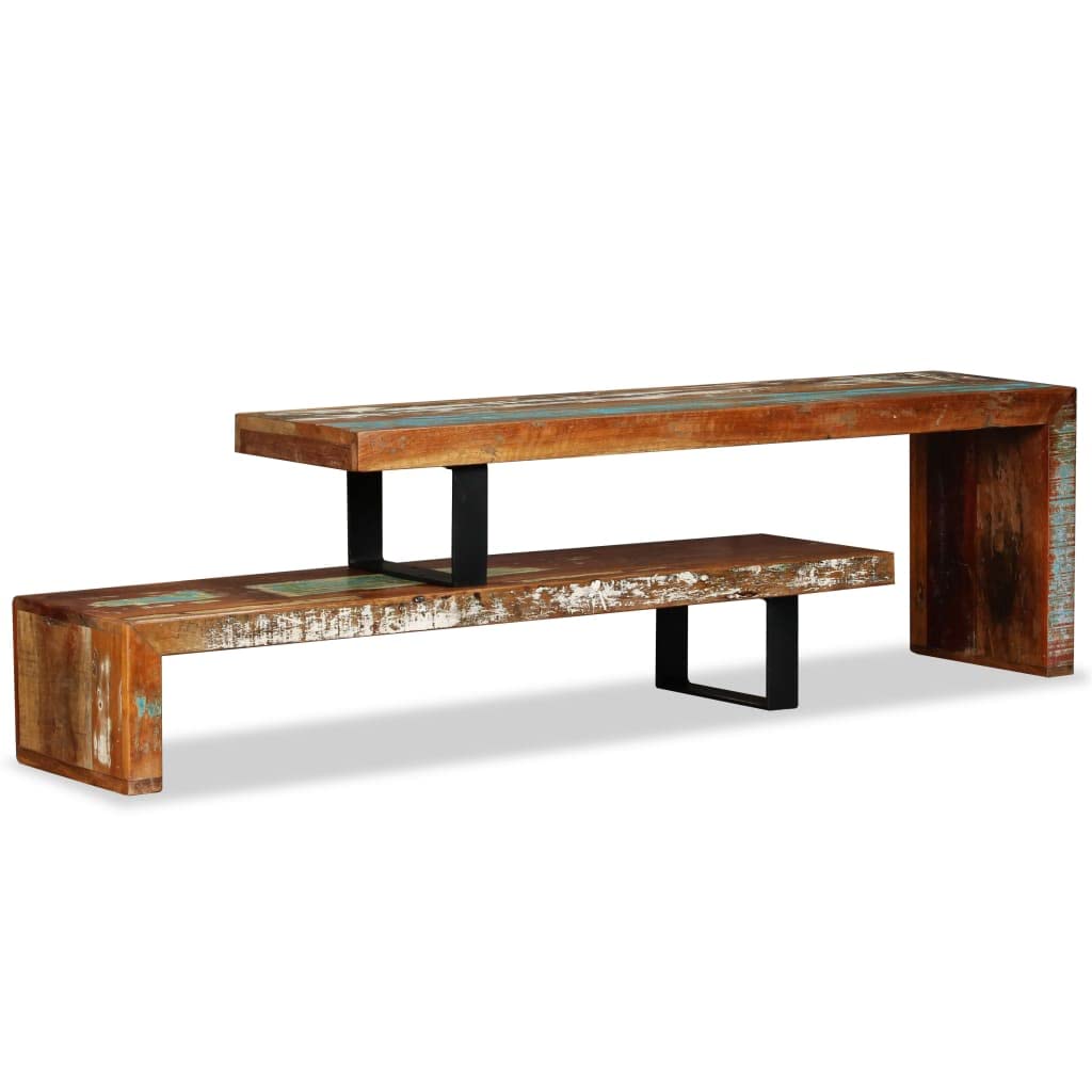 vidaXL TV Stand, Multipurpose TV Table/Media Console with Ample Storage, Configurable Design, Unique Wood Grain, Solid Reclaimed Wood 31.5&quot; x 15.75&quot; x 15.75&quot; Brown