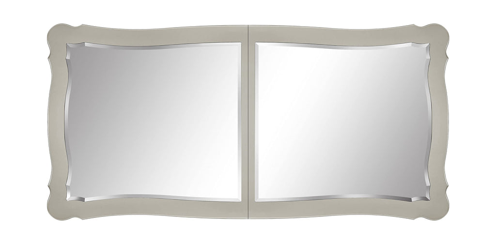 Acme Bently Mirror Top and Wooden Frame Dining Table in Beige