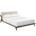 Modway Luella Upholstered Fabric Queen Sled Platform Bed Frame With Headboard In Walnut Light Gray