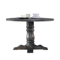 Acme Wallace 47" Round Pedestal Dining Table in Weathered Gray