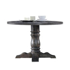 Acme Wallace 47" Round Pedestal Dining Table in Weathered Gray