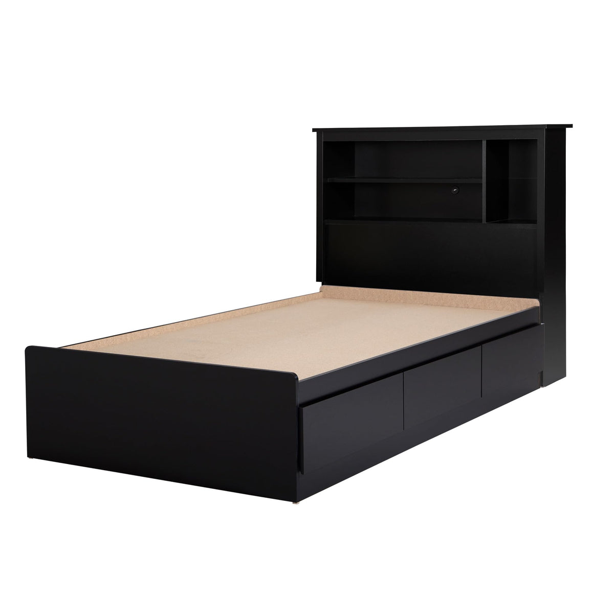 South Shore Gramercy Storage Bed and Bookcase Headboard Set, Twin, Pure Black