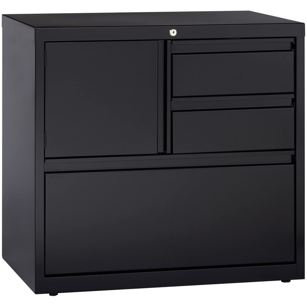 Lorell, LLR60933, 30&quot; Personal Storage Center Lateral File - 3-Drawer, 1 Each, Black