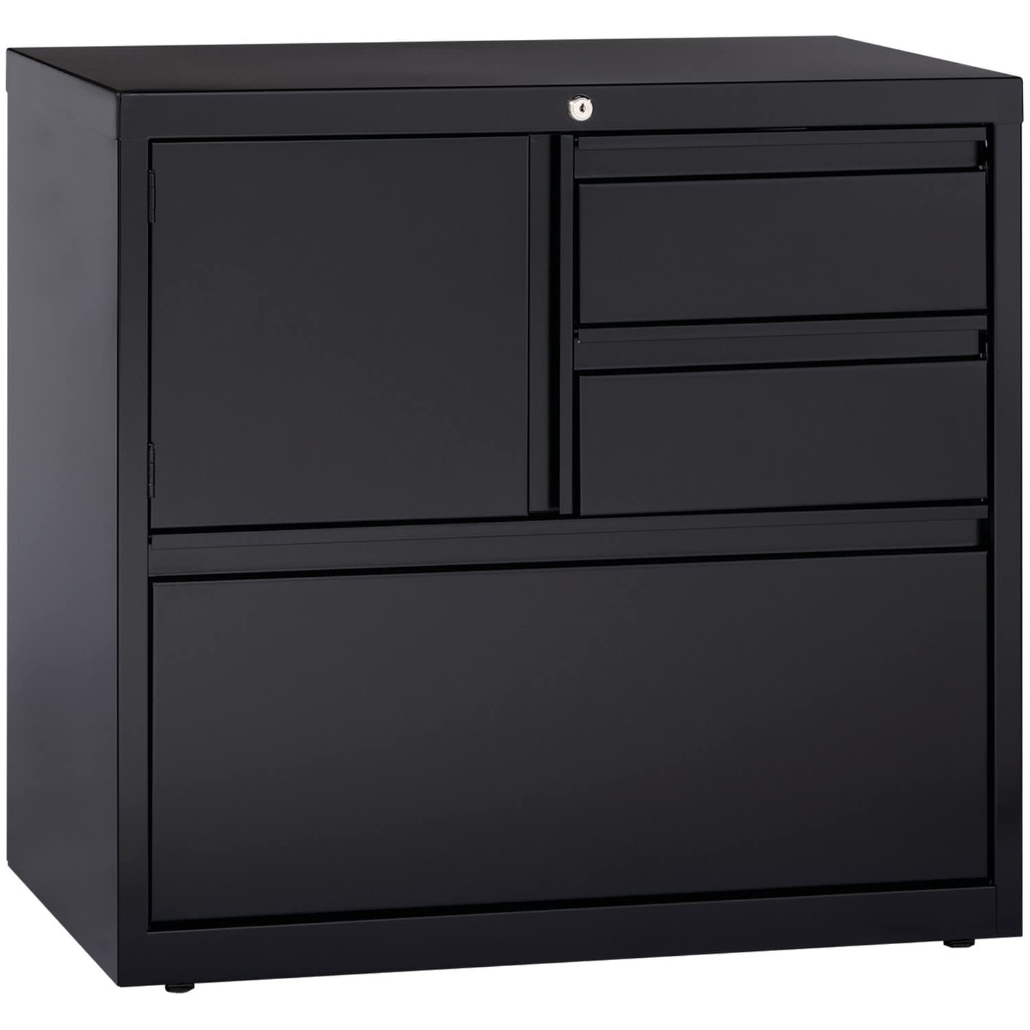 Lorell, LLR60933, 30" Personal Storage Center Lateral File - 3-Drawer, 1 Each, Black