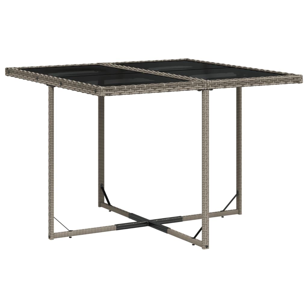vidaXL 5 Piece Patio Dining Set - Gray Poly Rattan Furniture with Cushions and Glass Table - Outdoor/Garden/Backyard