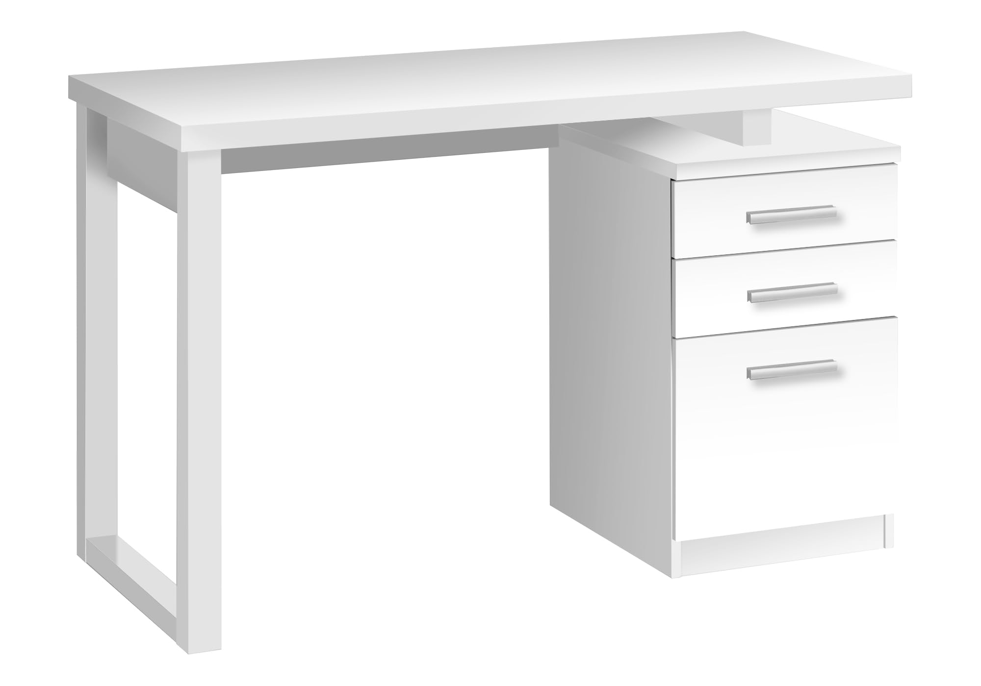 Monarch Specialties I 7690 Computer Desk, Home Office, Laptop, Left, Right Set-up, Storage Drawers, 48 L, Work, Laminate, White,