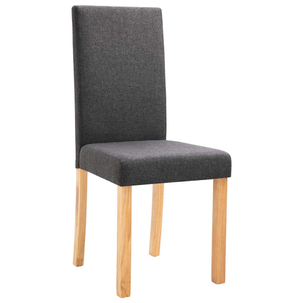 vidaXL 2 pcs Set - Classic Design Dining Chairs - Comfortable Upholstered Seat - Dark Gray Fabric - Sturdy Rubber Wood Frame - Home Dining Room Furniture