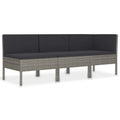 vidaXL 3-Piece Outdoor Patio Lounge Set - Poly Rattan Lounge Set with Cushions - Weather-Resistant and Powder-Coated Steel Frame - Gray Color.