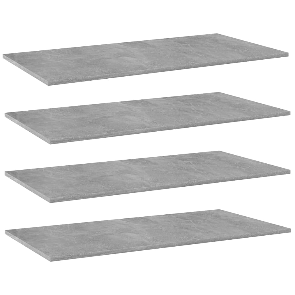 vidaXL - Set of 4 Engineered Wood Bookshelf Boards, Modern Shelf Planks in Concrete Gray for Wall Mounting, Perfect for Extra Storage and Home Decor