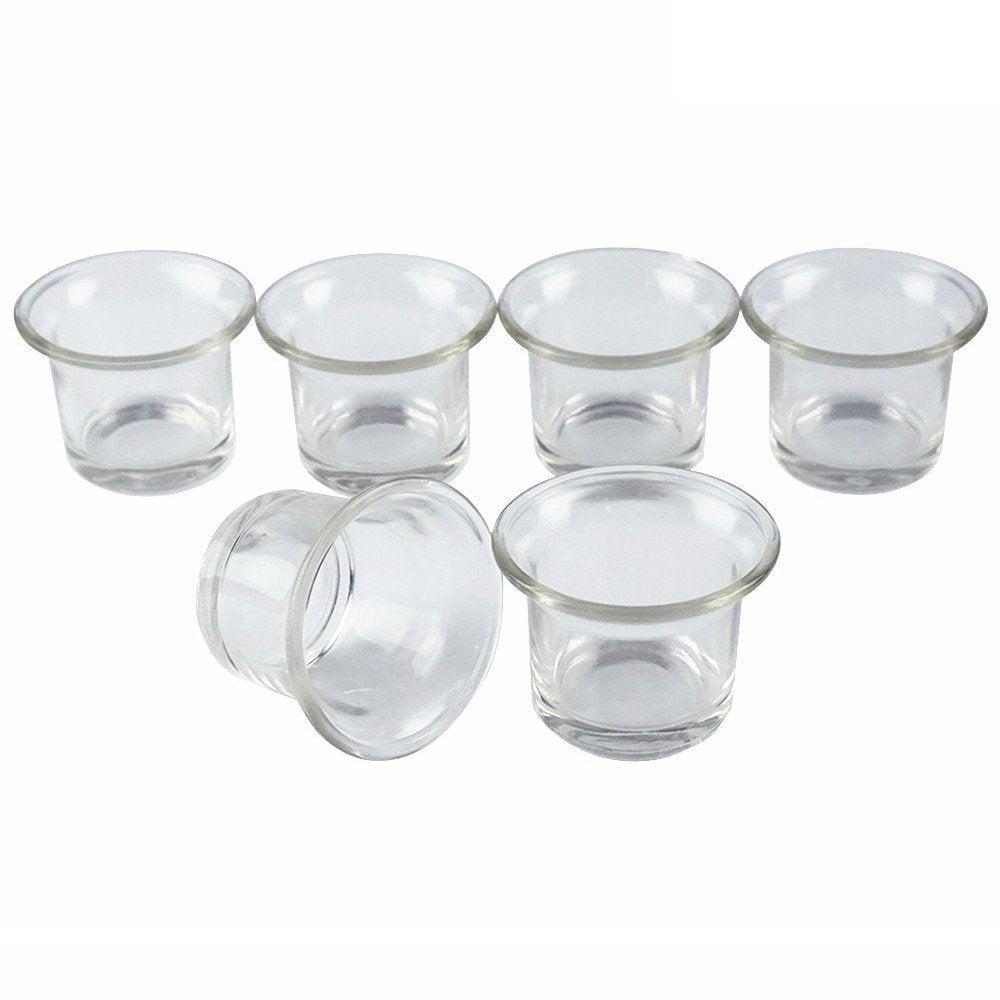 Clear Chunky Glass Lip Votive Candle Holders Tealight Votive Cups for Wedding Proposal, Spa, Aromatherapy, Meditation, 6 Counts 