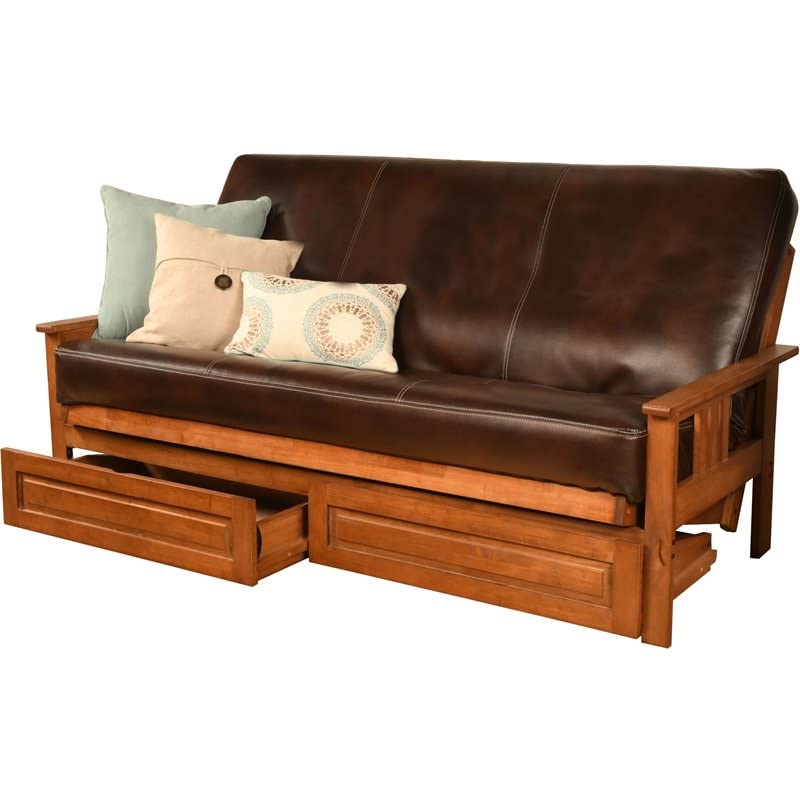 Kodiak Furniture Monterey Barbados Storage Sofa and Brown Faux Leather Mattress