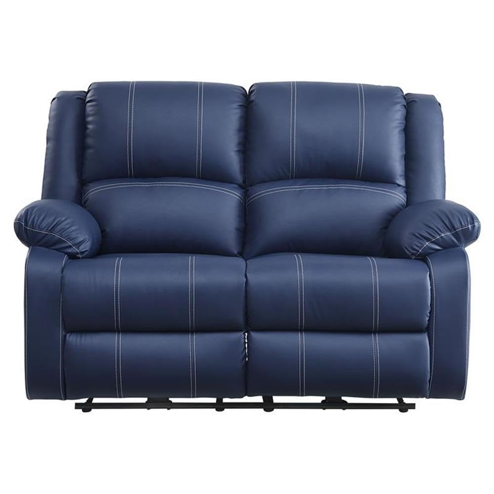Acme Zuriel Power Motion Loveseat With Usb Ports In Blue Faux Leather
