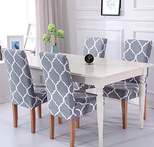 Lalluxy Stretchy Parson Chair Slipcovers For Dining Room Chair Seat Covers Chair Protectors For Party Pet Protection Universal Fit Soft Polyester (Set Of 6, Light Gray)