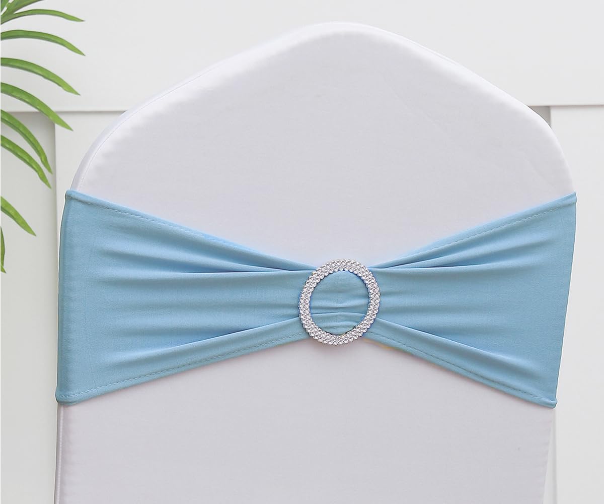 Gankar Baby Blue Chair Sashes 50 Pack, Baby Blue Chair Bows Sashes, Baby Blue Sashes For Chair Covers, Chair Sashes For Wedding,
