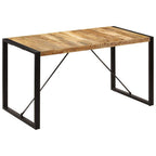 vidaXL Solid Mango Wood Dining Table - Industrial-Style Design, Durable Construction with Powder-Coated Steel Legs, Polished and Lacquered Finish - Brown and Black, Measures 55.1"x27.6"x29.5"