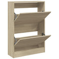 vidaXL Shoe Cabinet with 4 FlipDrawers Brown Oak 31.5inchx13.4inchx73.8