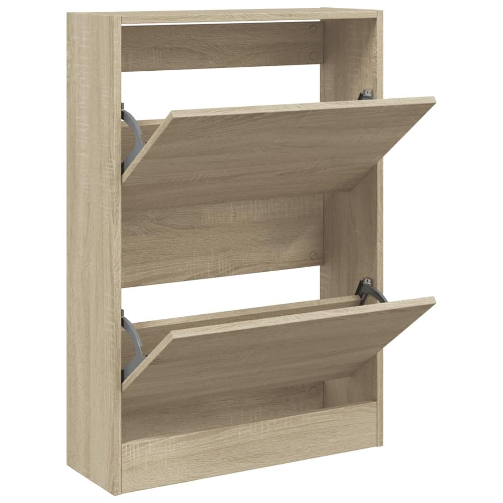 vidaXL Shoe Cabinet with 4 FlipDrawers Brown Oak 31.5inchx13.4inchx73.8