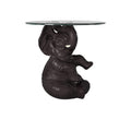 Powell Furniture Ernie Elephant, Dark Brown Accent Table, Portable with temper glass